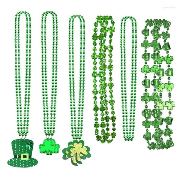 Conjunto de colares com pingente de 12 dias de São Patrício verde festa irlandesa com contas