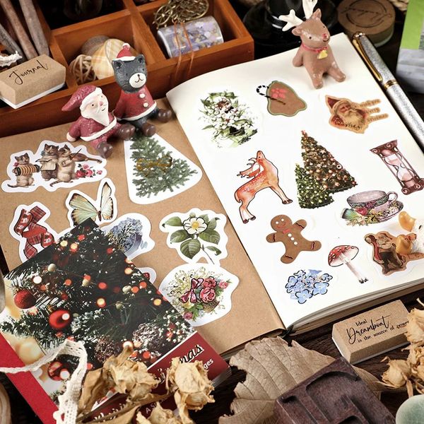 Adesivos adesivos 40x vintage scrapbooking diy livro decorativo retro feliz natal diário diário adesivo de papel para colagem de arte 231110