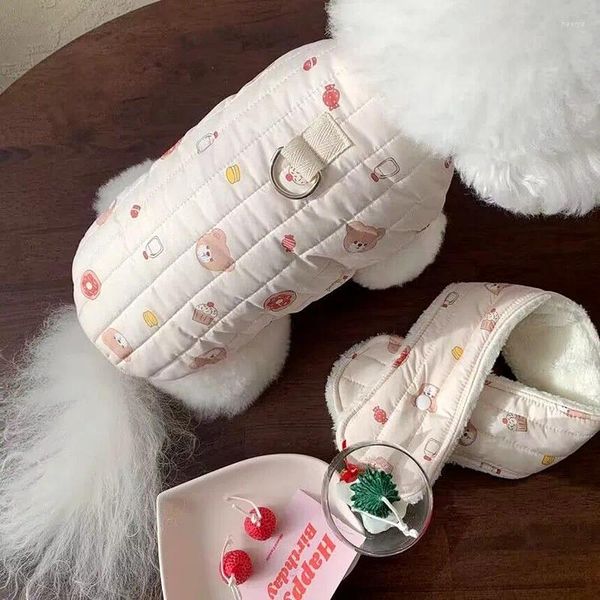 Vestuário para cães bonito dos desenhos animados urso casacos inverno roupas para animais de estimação para pequenos cães médios colete yorkshire terrier trajes abraço roupas ropa perro