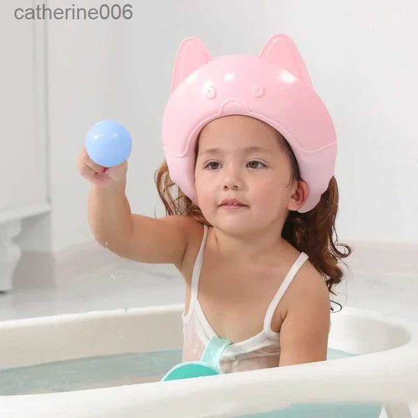 Toucas de banho Baby Shampoo Cap Ajustável Chapéu de Chuveiro Infantil À Prova D 'Água Crianças Banho Visor Bonito Infantil Lavar Escudo de Cabelo para Proteção para os Olhos L231113