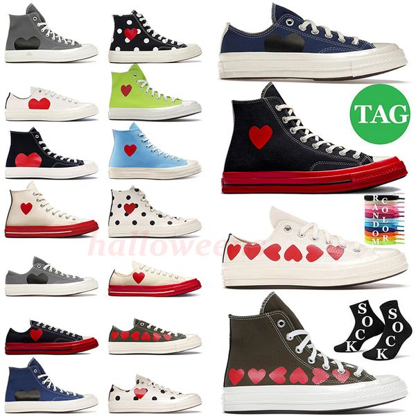 Высокие винтажные парусиновые туфли Commes Des Garcons X 1970-х годов All Star Chucks Taylors Низкие женские мужские дизайнерские кроссовки OG Classic 70 Повседневная баскетбольная обувь Кроссовки на плоской подошве