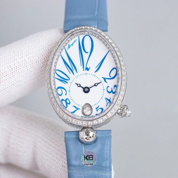 Orologi da donna di Napoli Quadrante bianco naturale in madreperla Orologi meccanici automatici splendidi e brillanti Orologi di lusso con diamanti Mossany di lusso di alta qualità