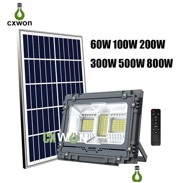 Солнечные прожекторы Солнечный светодиодный прожектор Алюминиевый уличный настенный светильник Высокая яркость IP67 Прожектор 60 Вт 100 Вт 200 Вт 300 Вт 500 Вт 800 Вт с Dhmcc