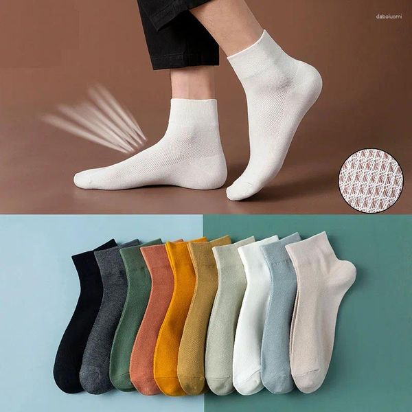 Herrensocken, 10 Paar, Baumwolle, Netzstoff, Sommer, einfarbig, lässig, kurzer Mund, Business-Geschenkset