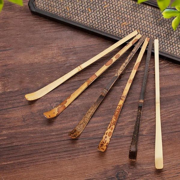 Misurini da tè Utensile da cucina in legno Foglia Bastoncini di matcha Utensili da tè Gadget per spezie Cucchiaio Utensile da cucina in bambù nero