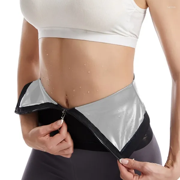 Cintura da allenamento per modellare la vita da donna Trimmer Perdita di peso Dimagrante e modellante Sauna Sport Cerniera Argento