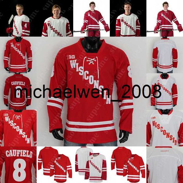 Weng Wisconsin Badgers Hockey-Trikot Cole Caufield Robbie Beydoun Linus Weissbach Dylan Holloway Ty Pelton-Byce Roman Ahcan Cameron Ty Ember