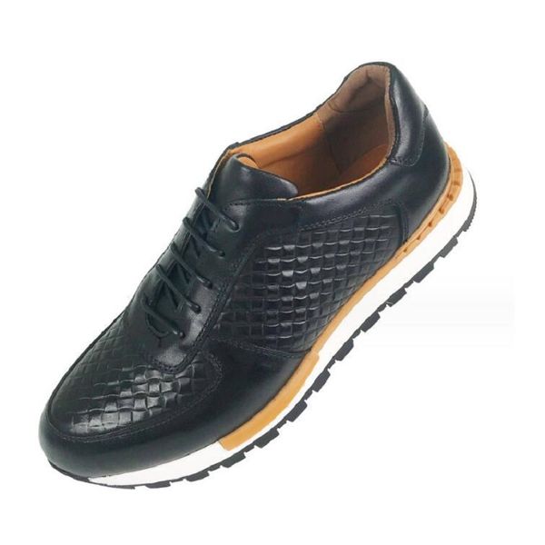 Sapatos masculinos clássicos de couro casual com cadarço, sapatos masculinos de tecido de luxo, confortáveis, para encontros ao ar livre, sapatos masculinos 10a46