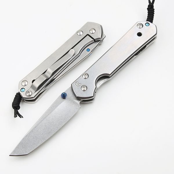 Chris Reeve Classic Sebenza 21 Coltelli piccoli Coltelli pieghevoli CR 5CR15Mov 58HRC Stone Wash Tanto Blade Manico in acciaio inossidabile Coltelli regalo tascabili EDC