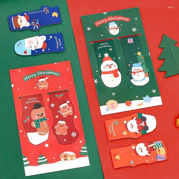8 шт./компл., рождественские магнитные закладки, мультяшный снеговик, каваи, Санта, детские милые канцелярские товары, праздничные подарки, закладка для книги