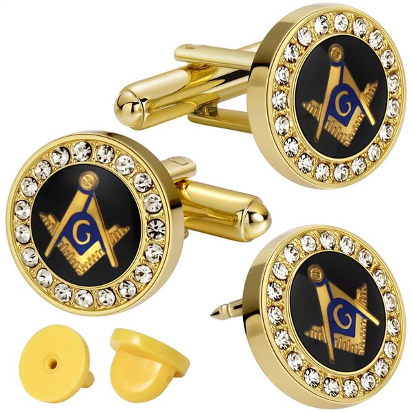 Abotoaduras Freemason Masonic Tie Clip e Abotoaduras para Homens Caixa de Presente Embalada Mens Jóias ou Acessórios 231109