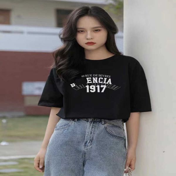 2023 Hochwertiges Damen-T-Shirt Edition Family Spring/Summer 1917 - 3D Classic Letter Print Sleeve T-Shirt