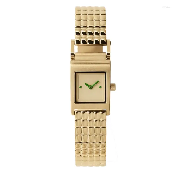 Relógios de pulso pulseira retro quadrado relógio feminino banda de aço pequena moda tendência quartzo