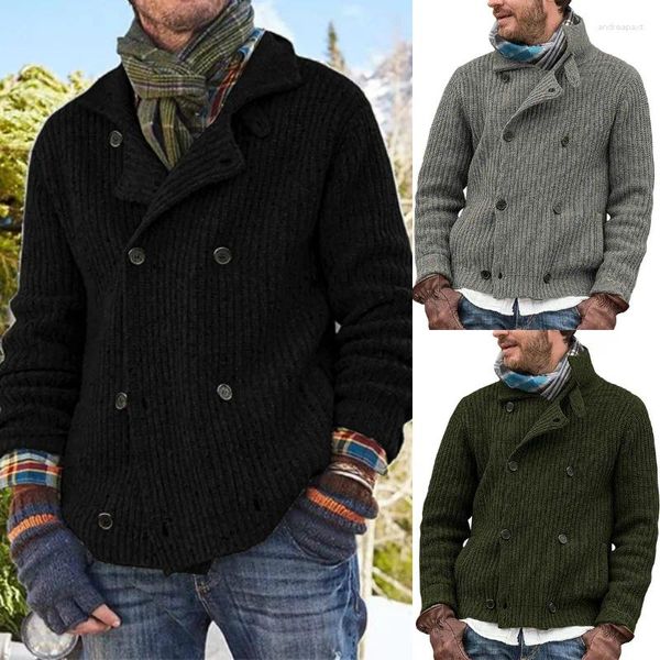 Maglioni da uomo Bello autunno inverno europeo e americano grande maglione alla moda cappotto lavorato a maglia con bottoni in tinta unita