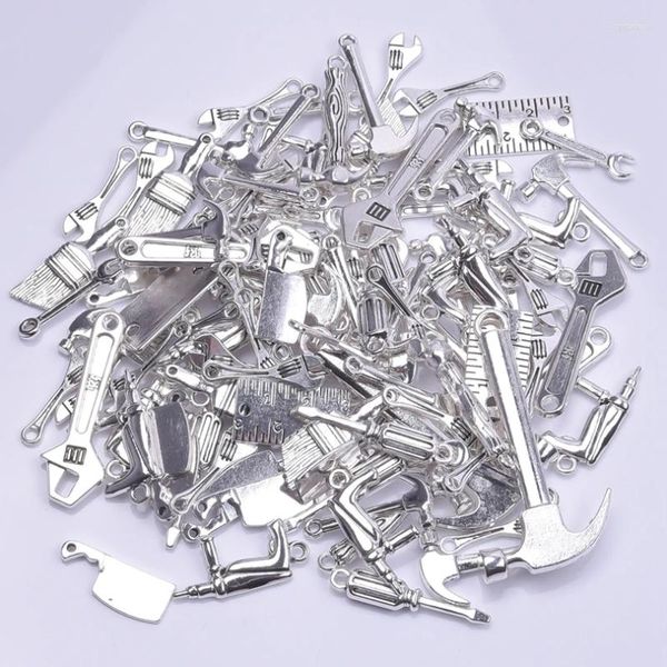 Encantos 50-65pcs ferramenta de reparo de metal chave de martelo alicate abridor de garrafa para fazer jóias suprimentos pingente acessórios atacado