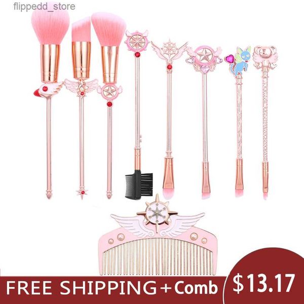 Pincéis de maquiagem em alta! Beleza anime cardcaptor sakura pincéis de maquiagem conjunto ferramentas kit pó solto sombra de olho blush cabelo sintético melhor presente cosméticos q231110