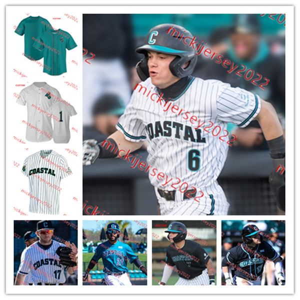 Coastal Carolina Chanticleers Baseball Jersey Jake Books Teddy Sharkey Custom Mens Youth 33 Taden Bell 11 Tommy La Stella 7 Taylor Motter Coastal Carolina Jerseys