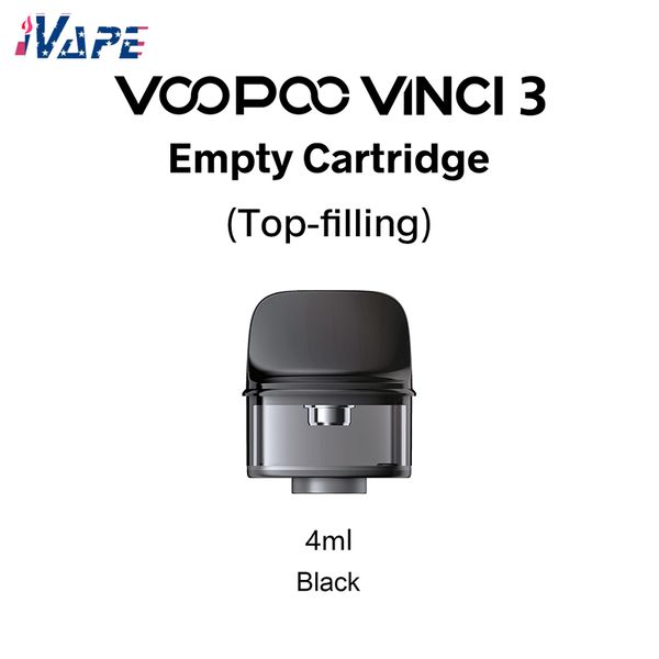 Cartuccia pod vuota originale VOOPOO VINCI 3 4ml Riempimento superiore Design a prova di perdite adatto per kit VINCI 3 Compatibile con tutte le bobine PnP 2 pezzi / pacco