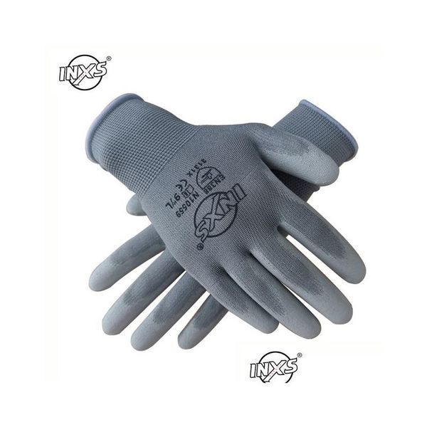 Защита рук Оптовые рабочие перчатки Гибкие нитриловые защитные перчатки с полиуретановым покрытием для рабочих механиков Нейлон Хлопок Palm Ce En388 Oem Dr Dhxux