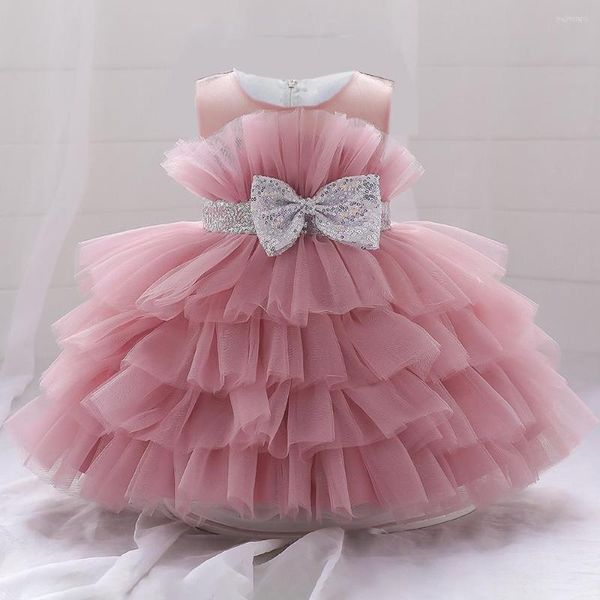 Девушка платья малышкой пушистой розовой свадебной вечеринки для ребенка 2-5 лет
