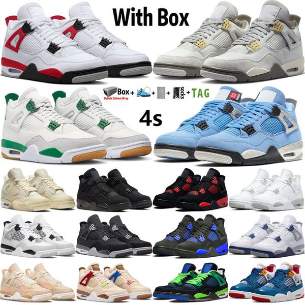 2023 mit Box Jumpman 4 Basketballschuhe Männer Frauen 4s Pine Green Photon Dust University Blue Red Cement Military Black Cat Sail DIY Herren Trainer Sport Sneakers Größe 13