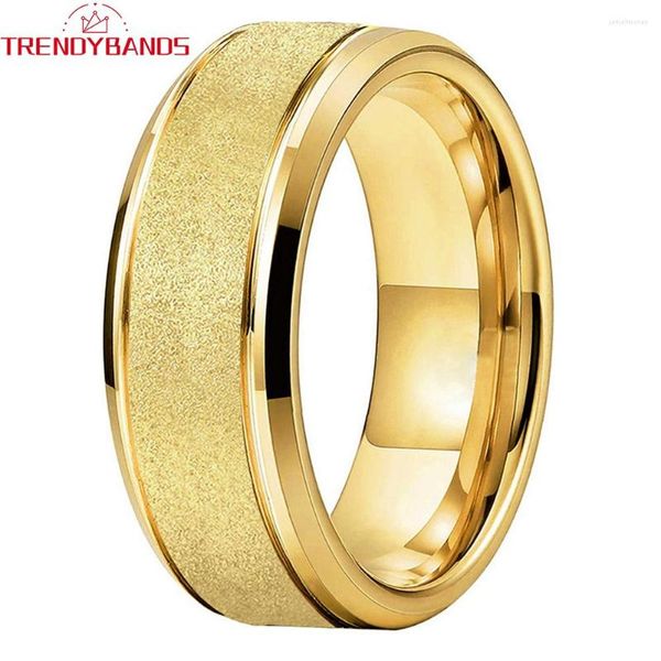 Anéis de casamento Banda de carboneto de tungstênio de 8mm para homens anel de noivado anel de areia de jóias de moda de moda de areia