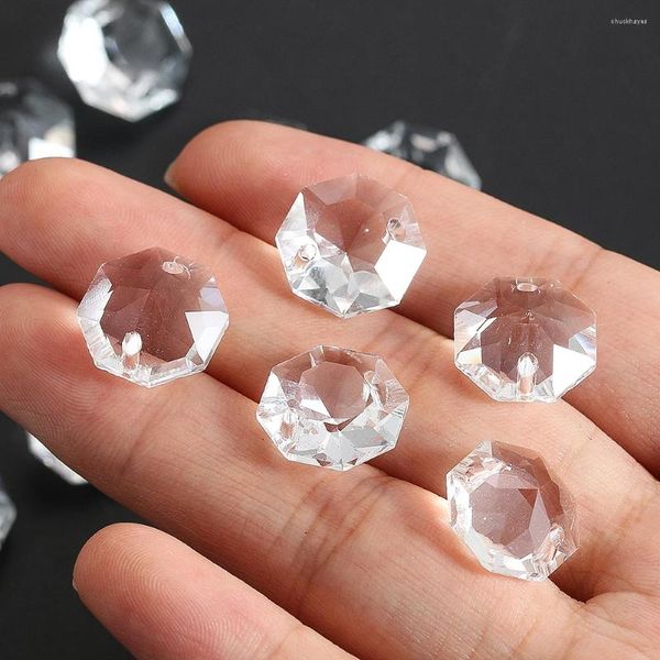 Lustre de cristal 10 peças/20 peças 14mm transparente octogonal frisado vidro arte prisma facetado diy acessórios para casa para decorações de casamento