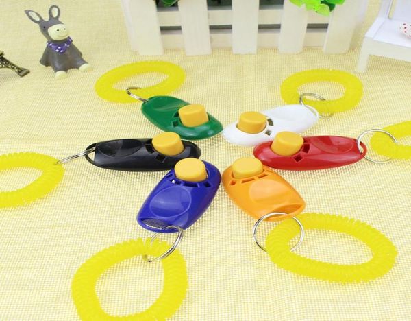 Pulsante Dog Clicker Allenatore del suono per animali domestici con guida alla fascia da polso Guida per gli aiuti per animali domestici FORNITURA DI ALLEGAMENTO STRUMENTI DAI FORNITÀ DI CANI 11 COLORI 100PC5399493