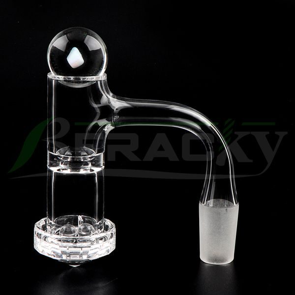 Beracky Saldatura completa con diamante/Fondo sfaccettato Bordo smussato Banger con chiodi Opal Terp Slurpers da 22 mm con perle di quarzo Set per bong d'acqua in vetro Dab Rigs Tubi