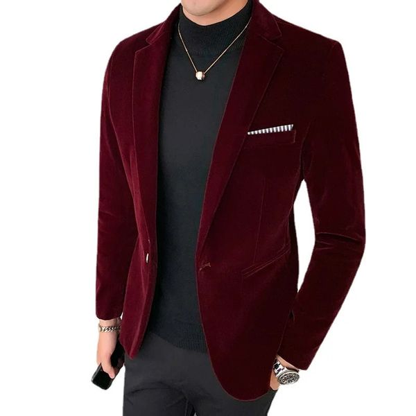 Erkekler Suits Blazers 5xl Autum Velvet Gelinlik Erkek Blazer Ceket Moda Sıradan Takım Kıyafet Ceket Erkekler İş Blazers Kostüm Homme 231110