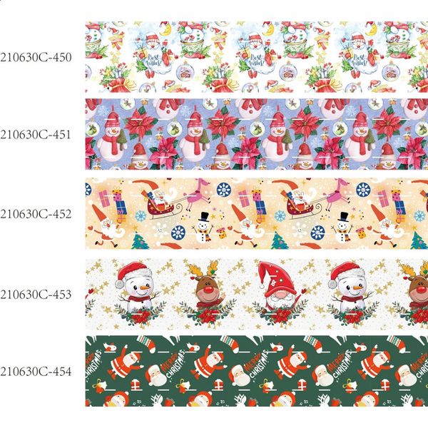 Подарочная упаковка Grosgrain, ленты с принтом снеговика и оленя, рождественские украшения, длина 50 ярдов, длина 112 дюймов, 38 мм 231109