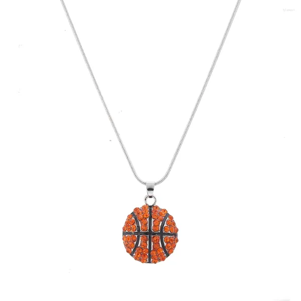 Pingente colares lureme moda cristal strass bola para mulheres menina basquete beisebol esportes jóias 3 cores (nl005477)