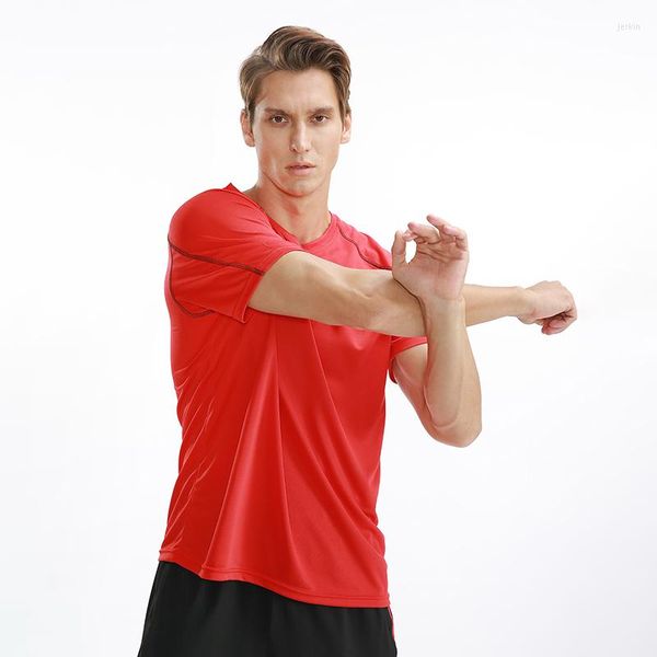 Herren-T-Shirts Anti-Falten-T-Shirt Dry Quick Short Sleeve Slim Sport Shirt Stretchy Sports T-Shirts Gym Fitness