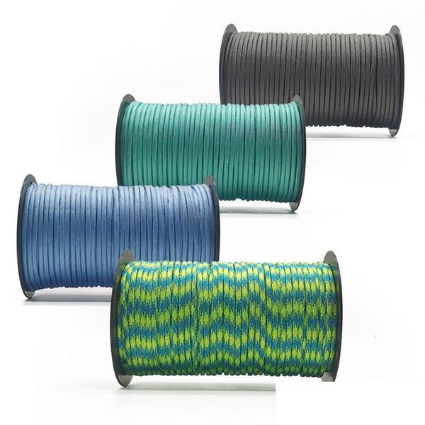 Corde da arrampicata Corde da arrampicata 100M 550 Standard militare 7Core Paracord Corda 4Mm Cavo per paracadute esterno Sopravvivenza Ombrello Tenda Cordino Dhnpz