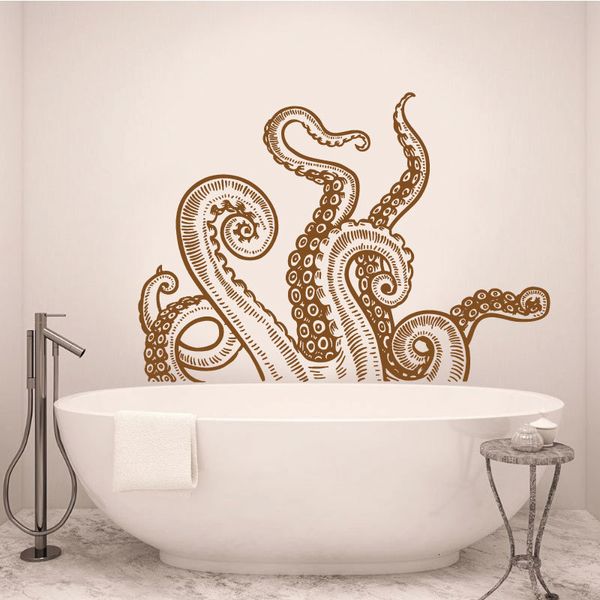 Wandaufkleber Octopus Tentakel Tapete Kraken Badezimmer Marine Crusu Tierbiologie Badezimmer Toilette Home Schlafzimmer Dekoration Vinyl Aufkleber X4 230410