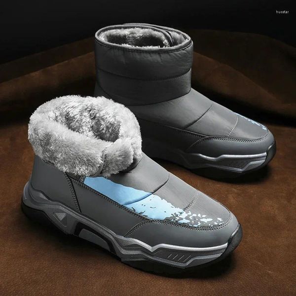 Зимние мужские ботинки, модные индивидуальные зимние ботинки для мужчин, теплые короткие тканевые ботинки с высоким берцем на толстой подошве и пухом