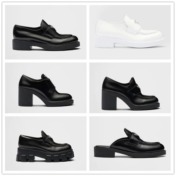 Loafer Abendschuhe Designer Damen Heels Chunky Loafer Schokolade gebürstetes Leder Pantoletten High Heels Monolith Loafer Mary Janes Flatform Sandalen berühmter Damenschuh