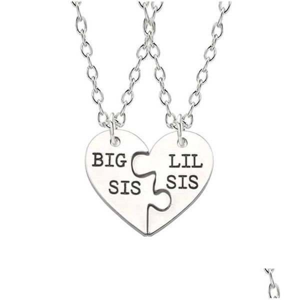 Collane con ciondolo Collane con ciondolo Collana Sis Lil Sister Cuore Puzzle Big Little Family Bff Amicizia Gioielli Drop Delivery Jewelr Dhbi1