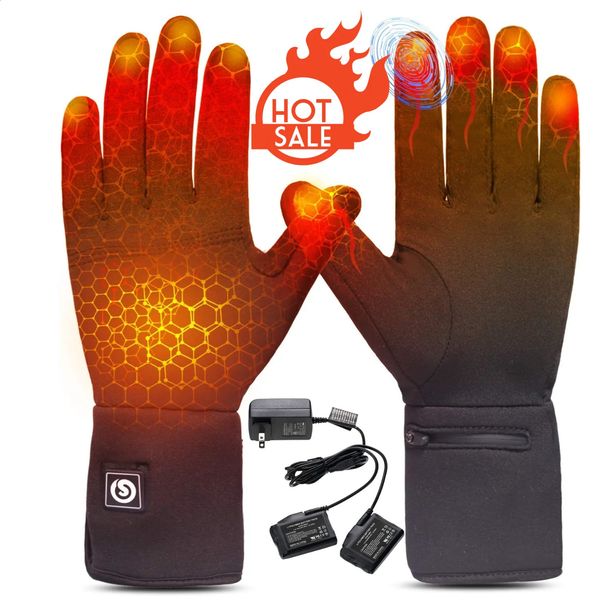 Skihandschuhe erhitzte Handschuh für Männer Frauen wiederaufladbare elektrische Batterie Heizung Reiten Snowboarden Wanderradfahren Jagd dünn 231109