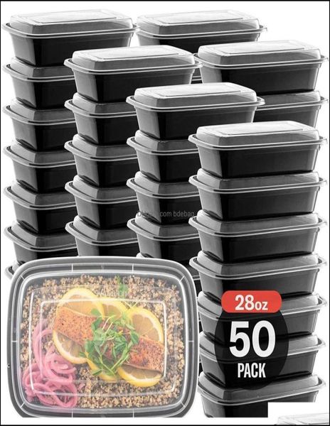Одноразовый ланч-бокс с крышкойОдноразовая посуда для приготовления еды 750 мл Пластиковый контейнер для еды на вынос Микроволновая печь Ft7J Прямая доставка 209012038