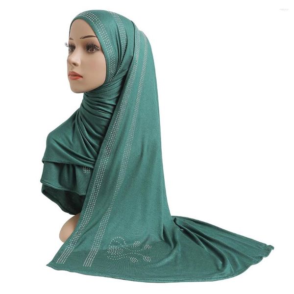 Abbigliamento etnico H200 Sciarpa in jersey di cotone morbido di alta qualità con pietre Foulard modale da donna Scialle femminile islamico Hijab Lady Bonnet