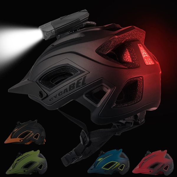Альпинистские шлемы CYCABEL Мужской MTB велосипедный шлем Безопасная кепка для велосипеда Сверхлегкий горный шоссейный велоспорт Спортивная езда со светодиодной подсветкой 231109
