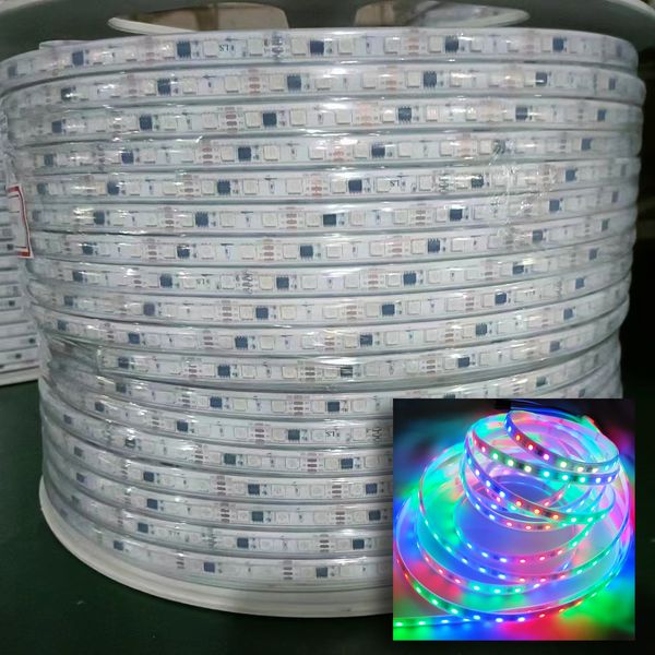 12V 24V WS2811 IC 5050 RGB LED Pixel Esnek Strip Işık Kemeri Adresabl Renk Kovalayan 60LEDS/M 4PIN IP68 Su Geçirmez