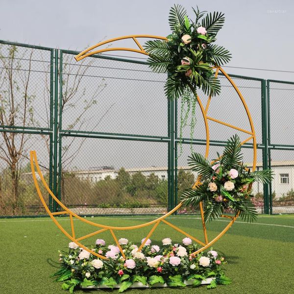 Partydekoration Mondform Hochzeit Bogen Rahmen Metall Geburtstag Hintergrund Ständer Dekor Halbmond Blumen Ballon Hintergrund Requisite Durchmesser 1,8 m