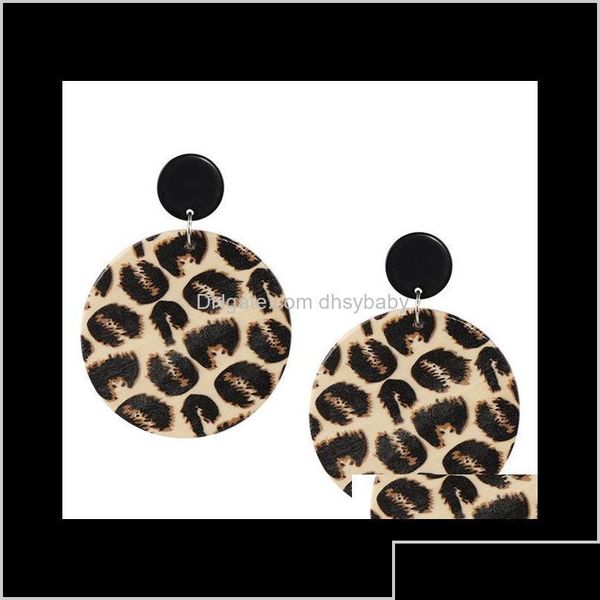 Dangle lustre design exclusivo design vintage redondo pendente africano y leopardo brincos grandes para mulheres jóias de madeira entrega dh5ob