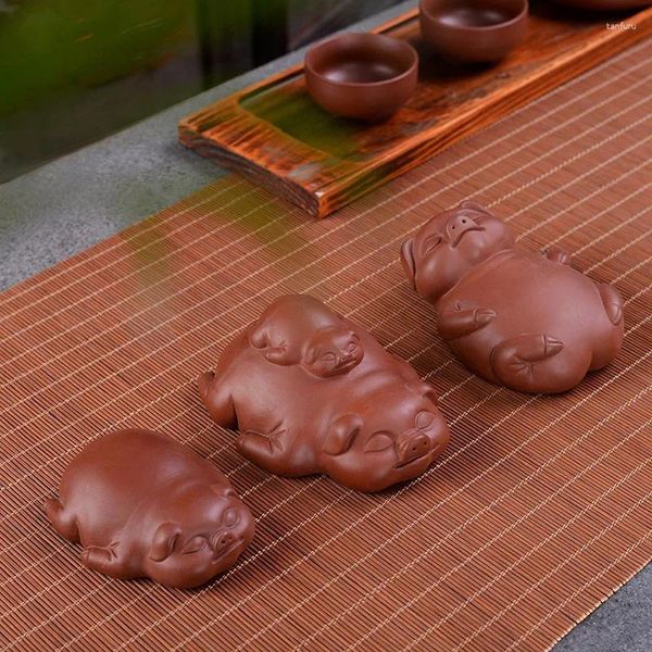 Tea Pets Vendita diretta di maialini di sabbia viola Suinetti domestici Cerimonia artistica da tavolo Decorazioni creative e personalizzate