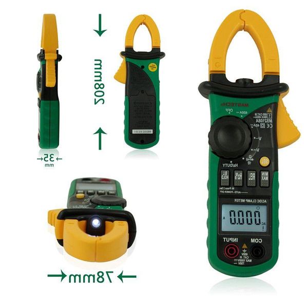 Freeshipping Multimetro digitale Amper Clamp Meter Pinza di corrente Pinza AC / DC Tester di resistenza del condensatore di tensione di corrente Qbwme