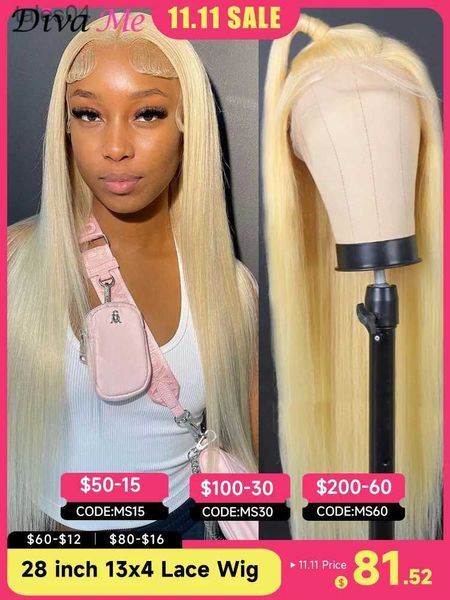 Perucas sintéticas 613 HD Lace Frontal Wig 13x4 13x6 360 Full Lace Transparente Honey Blonde Brasileiro Straight Lace Front Perucas de cabelo humano para mulheres YQ231110