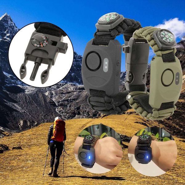 Andere Sportartikel Handgelenkalarm Outdoor-Abenteuer Survival-Armband Batteriepfeife Sirene Dezibel Alarmierend Multifunktional für Camping Jagdausrüstung 231109