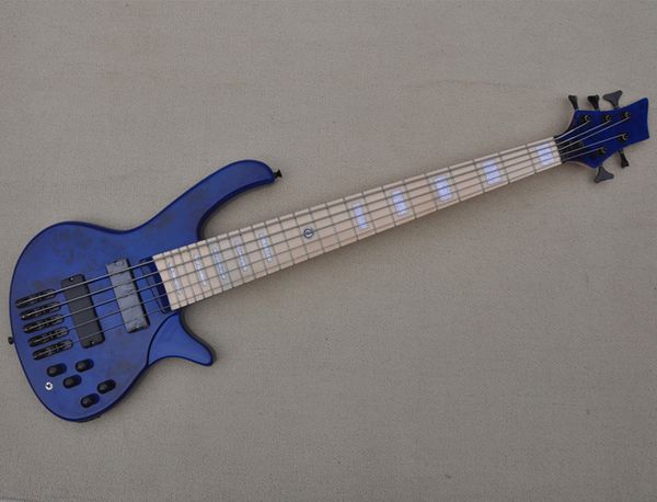5 String Mavi Aktif Elektrik Bas Gitar Siyah donanım Logo/Renk Özelleştir